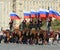 Demonstrative performance by the Kremlin Riding School on Poklonnaya Hill in honor of the Russian Flag holiday.