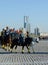 Demonstrative performance of the Kremlin school of riding on the Poklonnaya Hill of Moscow.