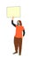 Demonstrator woman protester hold banner in hands vector illustration isolated. Hand holding protest placard.