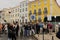 Demonstrators protesting with placards against euthanasia in Lisbon