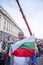 Demonstrators waving the Bulgarian flag during the 76-th day of anti-government protests against corrupt politicians