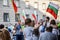 Demonstrators waving the Bulgarian flag during the 76-th day of anti-government protests against corrupt politicians