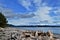 Den on Rebecca Spit Beach, Quadra Island, British Columbia.