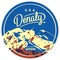 Denali in Alaska Range, North America, USA outdoor adventure badge. McKinley mountain illustration.