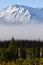 Denali mountains cover by snow with fog