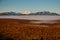 Denali national park tundra at foggy morning, Alaska