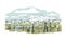 Denali national park vector sketch illustration usa nature