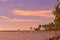 Denarau Island, Fiji - June 24,2014: Jet skies in the water at sunset