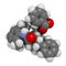 Denatonium benzoate bittering agent. 3D rendering. Atoms are represented as spheres with conventional color coding: hydrogen (