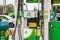 DENHAM, ENGLAND - 25 September 2021: BP fuel pumps out of use fuel pumps at a petrol station amid fuel shortage crisis