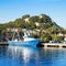 Denia mediterranean port village with castle