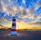 Denia sunset lighthouse at dusk in Alicante