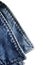 Denim indigo blue jeans jacket collar, isolated macro closeup