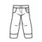 Denim jeans classic for boy outline for coloring on a white