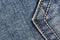 Denim jeans texture pattern, Close up of pocket stitch fabric detail