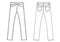 Denim jeans trousers ants template sketch