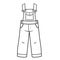 Denim jumpsuit for boy outline for coloring on a white