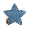 Denim star shape with stitches. Jeans patch with seam.