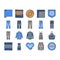 denim textile material fashion icons set vector