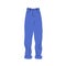 Denim trousers, casual garment. Jeans pants with cuffs, folded bottom. Modern trendy clothes, straight-leg apparel. Flat
