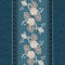 Denim vertical background with white lace ribbon.