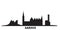 Denmark, Aarhus city skyline isolated vector illustration. Denmark, Aarhus travel black cityscape