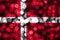 Denmark abstract blurry bokeh flag. Christmas, New Year and National day concept flag