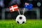 Denmark - Australia, Group C, Thursday, 21. June, Football, World Cup, Russia 2018, National Flags on green grass, white football