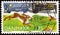 DENMARK - CIRCA 1992: A stamp printed in Denmark shows Hare, Eurasian Sky Lark and cars, circa 1992.