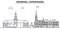 Denmark, Copenhagen architecture line skyline illustration. Linear vector cityscape with famous landmarks, city sights