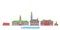 Denmark, Copenhagen line cityscape, flat vector. Travel city landmark, oultine illustration, line world icons