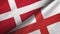 Denmark and England two flags textile cloth, fabric texture