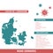 Denmark Europe Country Map. Covid-29, Corona Virus Map Infographic Vector Template EPS 10