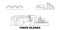 Denmark, Faroe Islands line travel skyline set. Denmark, Faroe Islands outline city vector illustration, symbol, travel