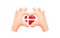 Denmark flag in form of hand heart. National flag concept. Vector