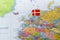 Denmark flag on the map