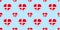 Denmark flag seamless pattern. Vector Danish flags stikers. Love hearts symbols. Good choice for patriotic, sports pages, travel,