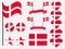 Denmark flag set. Collection of symbols, flag in heart. Vector