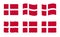 Denmark flag vector illustration set, official colors of Kingdom of Denmark flag