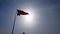 Denmark flag waving in sky under sunrays, national symbol, patriotism emblem