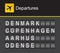 Denmark flip alphabet airport departures, Copenhagen, Aashus, Odense