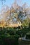 Denmark, Frederiksberg - May 6, 2018: Peaceful graveyard in spring sunny day, beautiful decorative gardening in cemetery