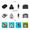 Denmark, history, restaurant, and other web icon in black, flat, monochrome style.Sandwich, food, bread, icons in set