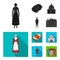 Denmark, history, restaurant, and other web icon in black, flat style.Sandwich, food, bread, icons in set collection.