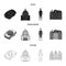 Denmark, history, restaurant, and other web icon in black,monochrome,outline style.Sandwich, food, bread, icons in set