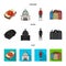 Denmark, history, restaurant, and other web icon in cartoon,black,flat style.Sandwich, food, bread, icons in set