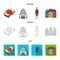 Denmark, history, restaurant, and other web icon in cartoon,outline,flat style.Sandwich, food, bread, icons in set