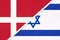 Denmark and Israel, symbol of country. Danish vs Israeli national flags