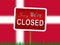 Denmark lockdown signpost against coronavirus covid-19 - 3d Illustration