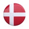 Denmark national flag badge, nationality pin 3d rendering